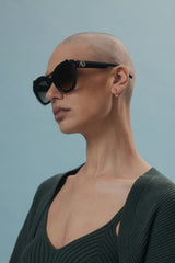 The Milan Geometric Sunglasses in Midnight