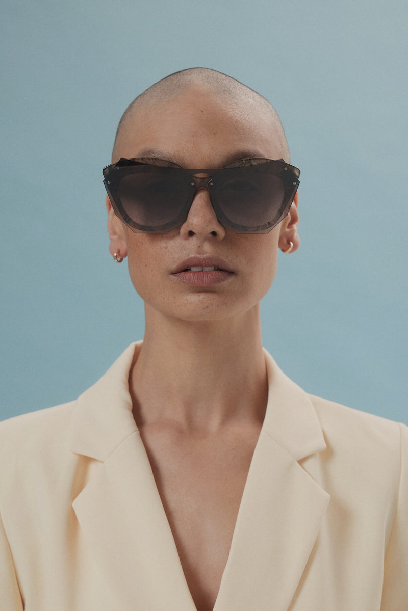 The Milan Geometric Sunglasses in Redwood