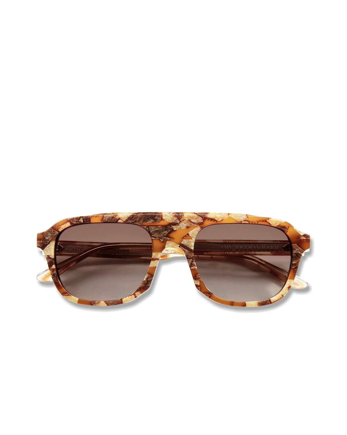 Green Elegance: Zinnia Patchwork Tort Sunglasses with Warm